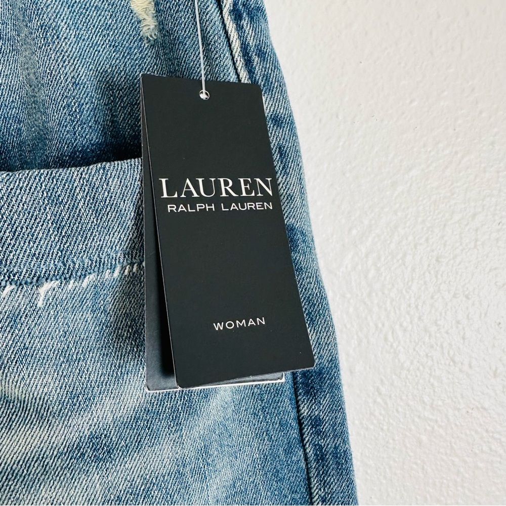 New Ralph Lauren Plus Size Patchwork Boho Relaxed Tapered Jeans in Skye Wash - Picture 9 of 12